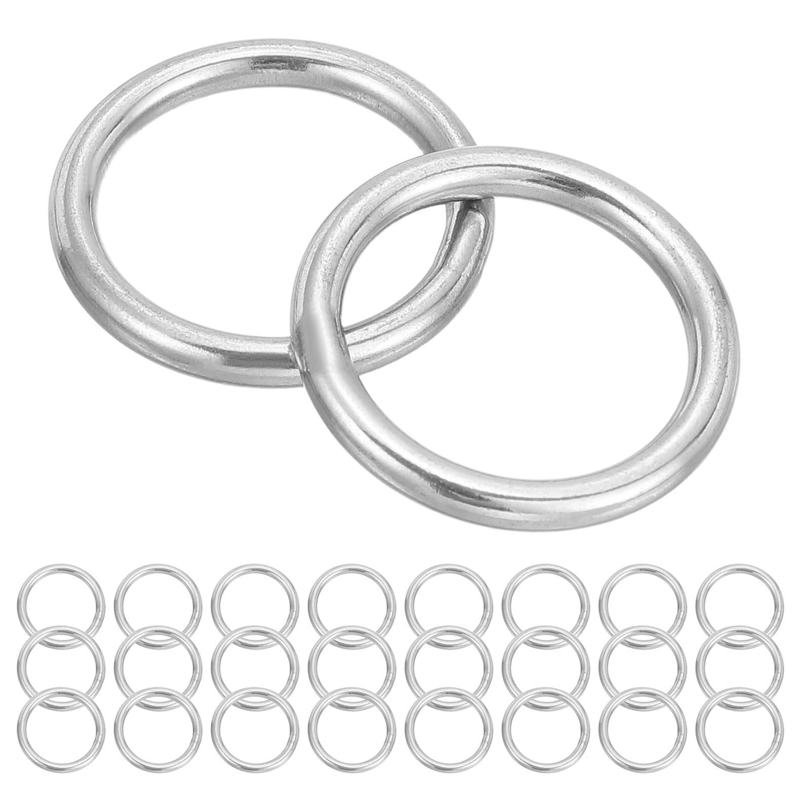 PATIKIL Metal O Rings, (20mmOD, 14mmID, 3mmThick)(25Pcs), 304 Stainless Steel Heavy Duty Round Ring Buckles, Suit for Macrame/DIY Craft/Hardware/Keychain/Belt/Dog Leash