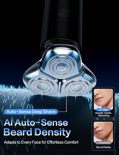 Miniatura 5 de Maquinilla de afeitar eléctrica para hombres, afeitadora eléctrica para hombres, sistema de afeitado giratorio de 3 cuchillas, interruptor táctil,