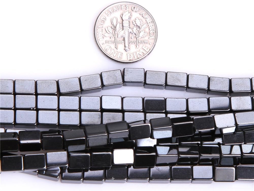 Non-Magnetic - Black Hematite Rectangle Beads 4x6mm 15 Inch Strand - Loose Beads for Jewelry Making Necklace Bracelet Crafts Metallic Luster