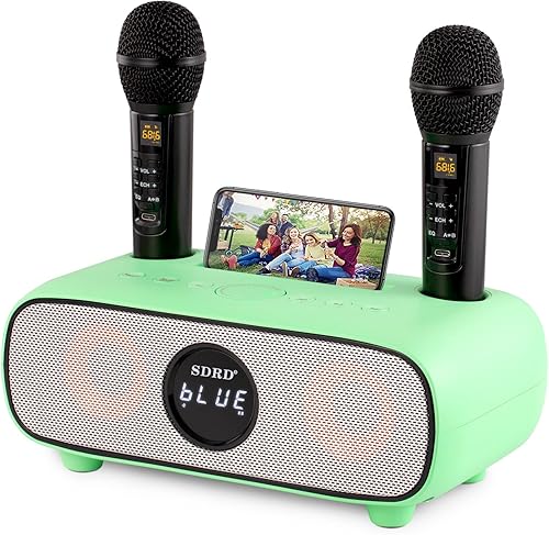 Miniatura 8 de Máquina de karaoke para adultos y niños, micrófono de karaoke inalámbrico Bluetooth 2 con soportetarjeta USBTFAUX-in, sistema de altavoces PA para