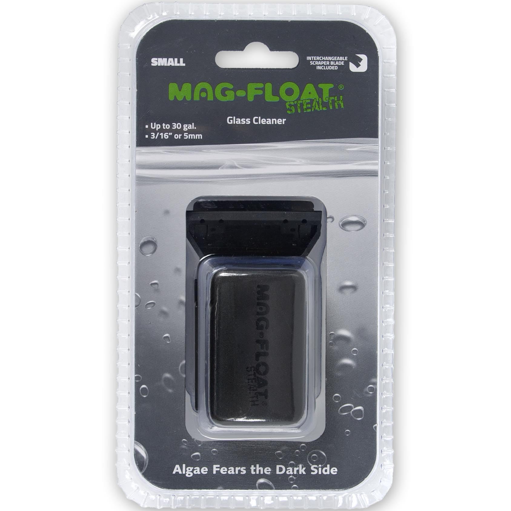 Mag-Float Small Black Stealth Glass Magnet Aquarium Scraper Cleaner with Blade - Floating Magfloat Magnetic Cleaning Tool