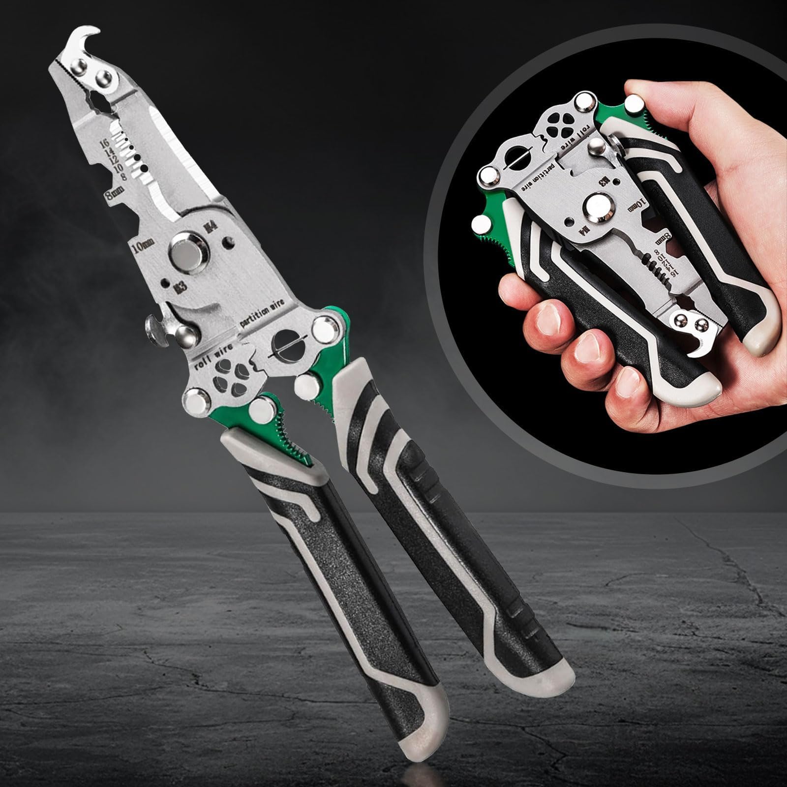 GIONAR 18-in-1 Foldable Wire Stripper, Multifunctional Cable Stripper Tool, Electrician Crimpers and Strippers for Electrical Wires - Image 3