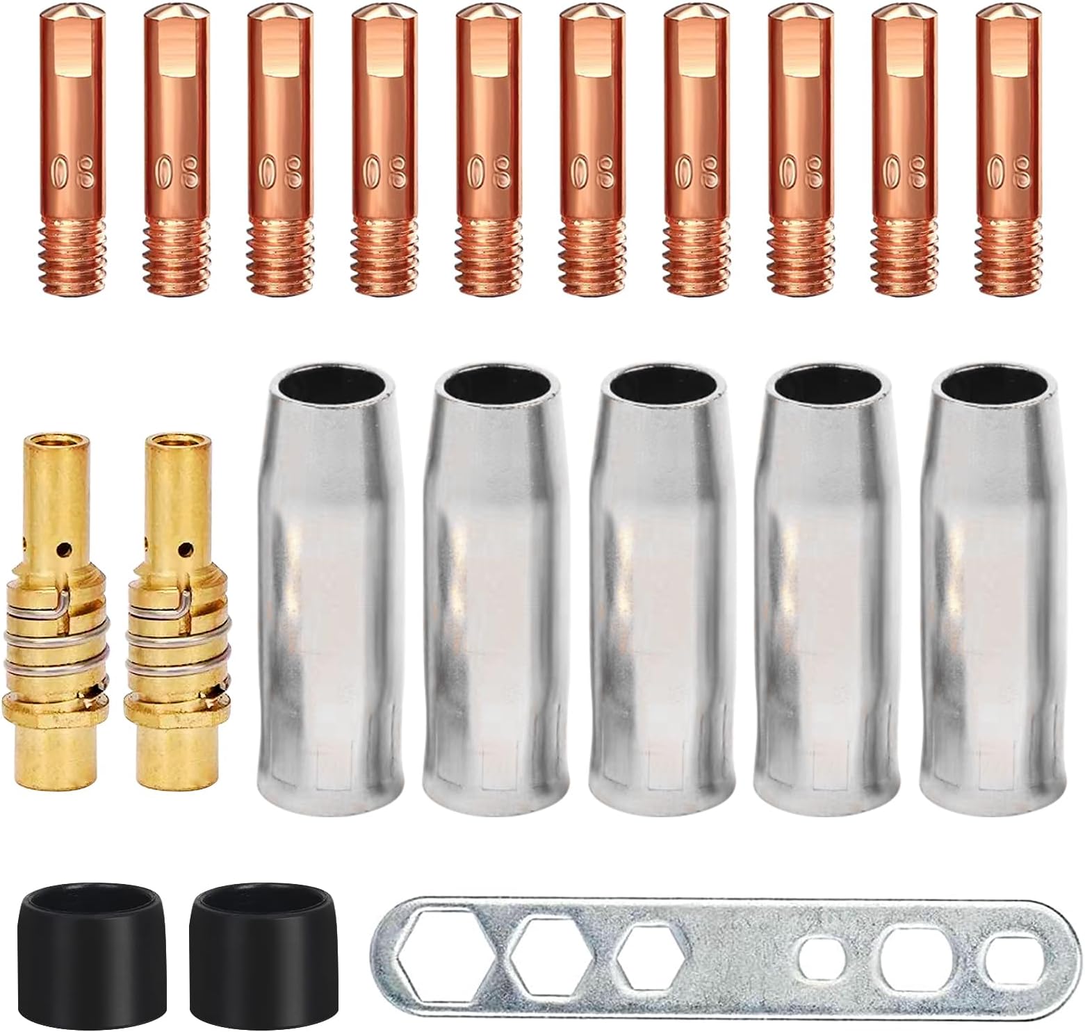 24-teiliges Verschleißteile-Set Für Schutzgasschweißgerät MB15/150 – Stromdüsen & Gasdüsen