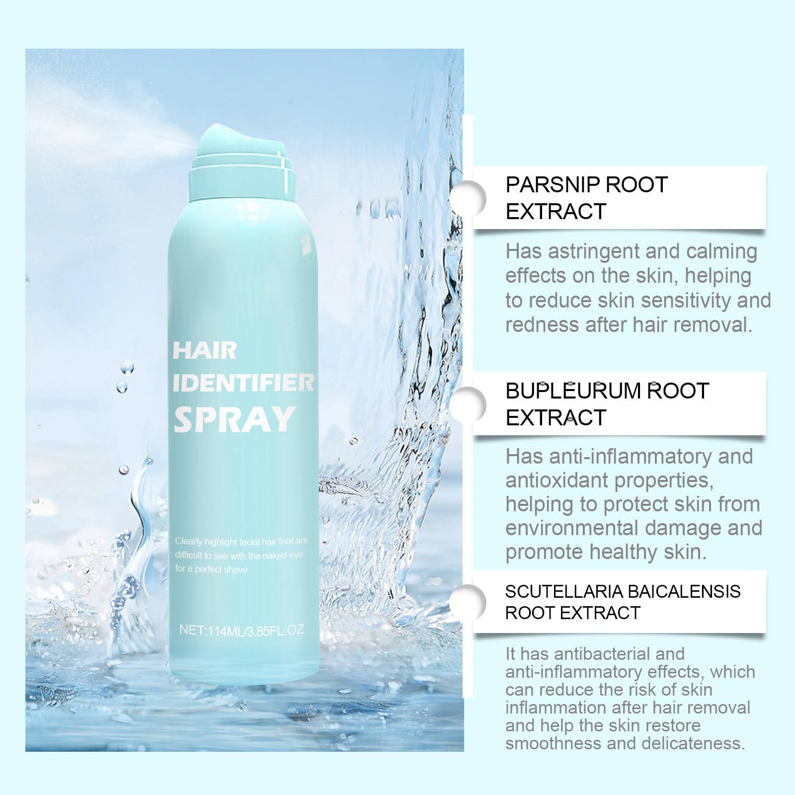 Hair Identifier Spray, Identyfikacja Włosów Do Czyszczenia Twarzy, 100 Ml, Szybkie Depilacja, Hamuje Wzrost Włosów, Odpowiedni Do Wszystkich Typów Skóry-Niebieski