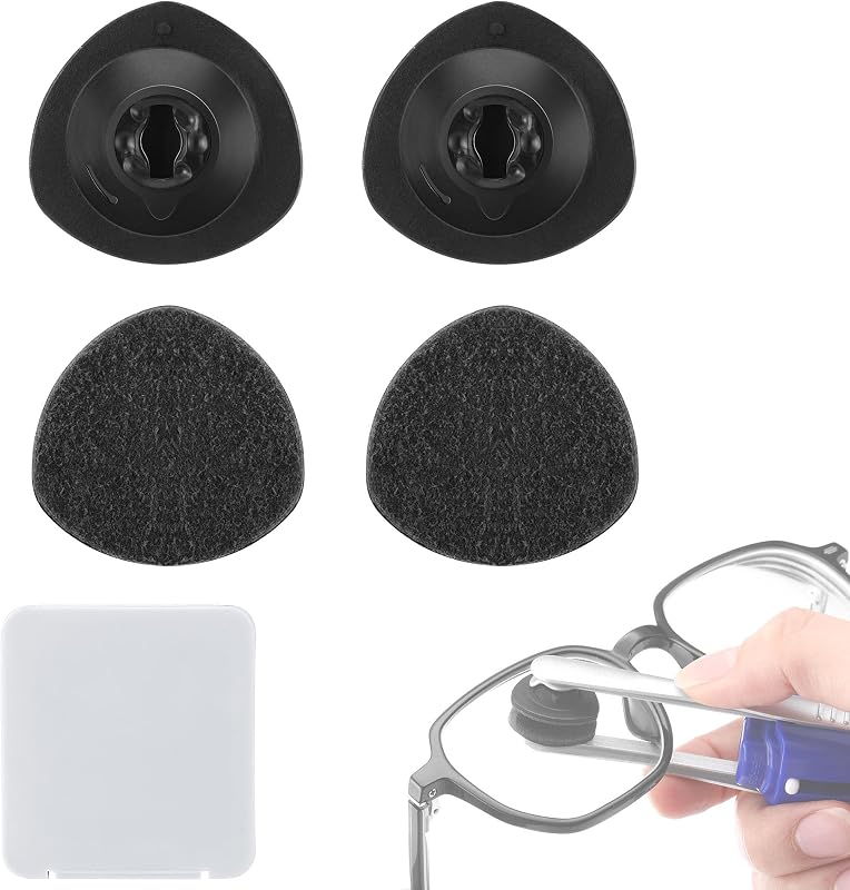 Enhon 4 Pcs Replacement Cleaner Pads Compatible with CarbonKlean Cleaner | Black Suede and Rubber, 0.8 x 0.8 x 0.16 In, for Eyeglasses, Sunglasses and Reading Glasses, for Cleaning Fingerprint