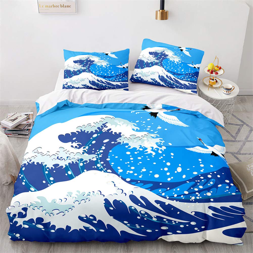 Parure de lit 220x240 sans repassage housse de couette vagues DOTBUY