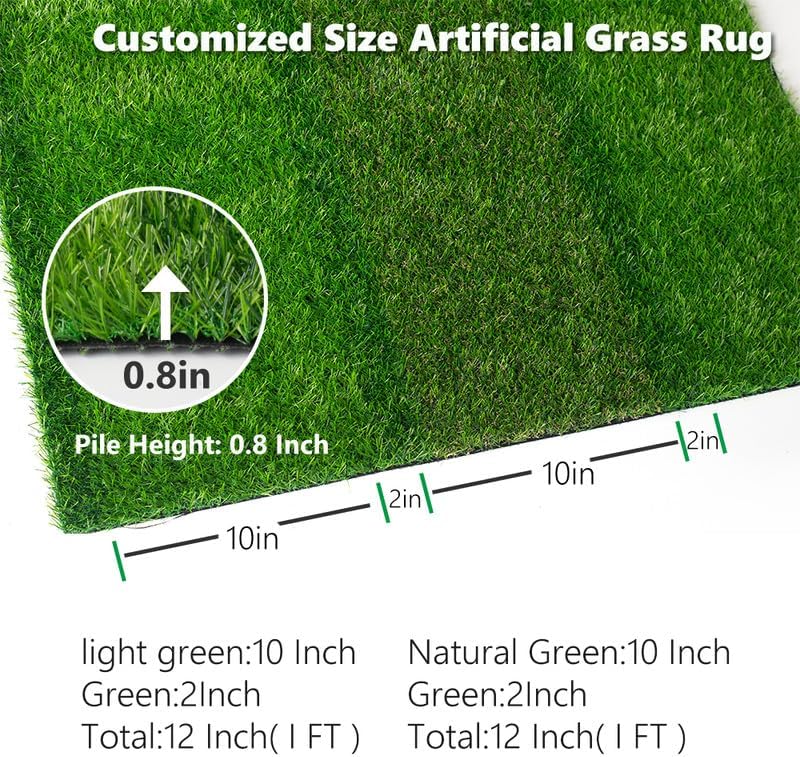 Miniatura 3 de ALTRUISTIC Césped artificial a rayas de 3 x 8 pies, 0.8 pulgadas de alta densidad, césped sintético sintético, alfombra para interiores y
