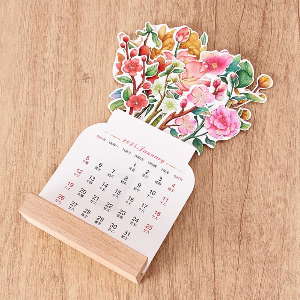 CALENDRIER DE BUREAU Fleurs Fleuries 2024 Avec Base En Bois, Calendrier De 5485 EUR 15,40
