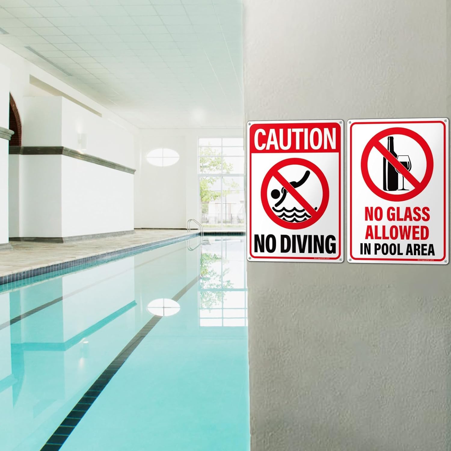 Pool Signs Bundles - 10Pack 14x10 Inches Pool Signs, PSP-2302|PSP-2402|PSP-2403|PSP-2501|2581-Black, Durable 0.040 Aluminum Weatherproof & UV Protected, Easy to Mount for Pool Safety