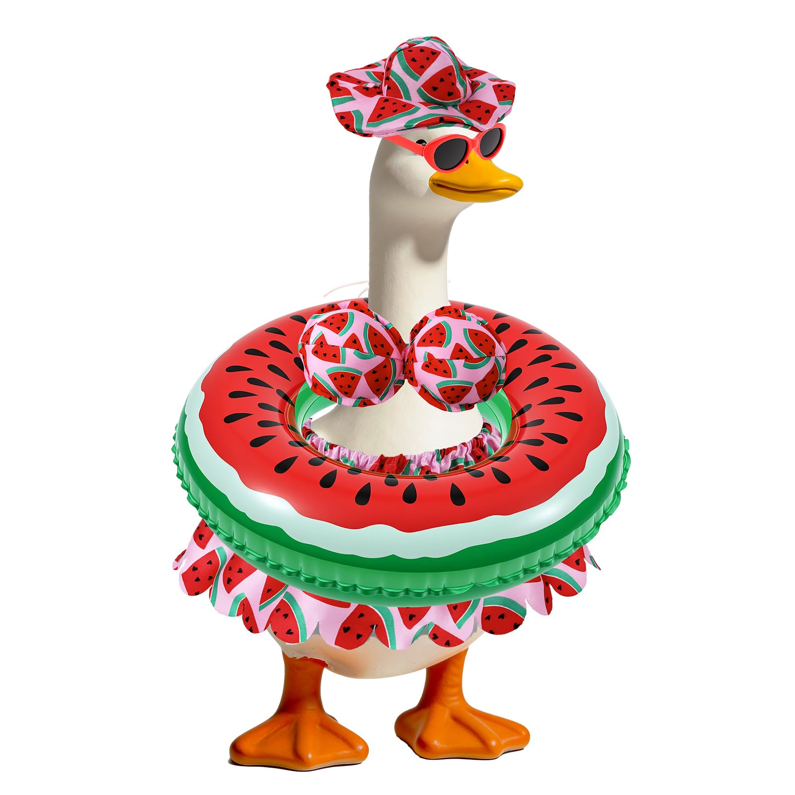 YUNYOUC Summer Porch Goose Outfit 23 Inch Yard Goose Bikini Clothes Set with Swimwear Swim Ring Sunglasses Hawaiian Style Lawn Garden Outdoor Accessories (Statue Not Included)(Style 2)