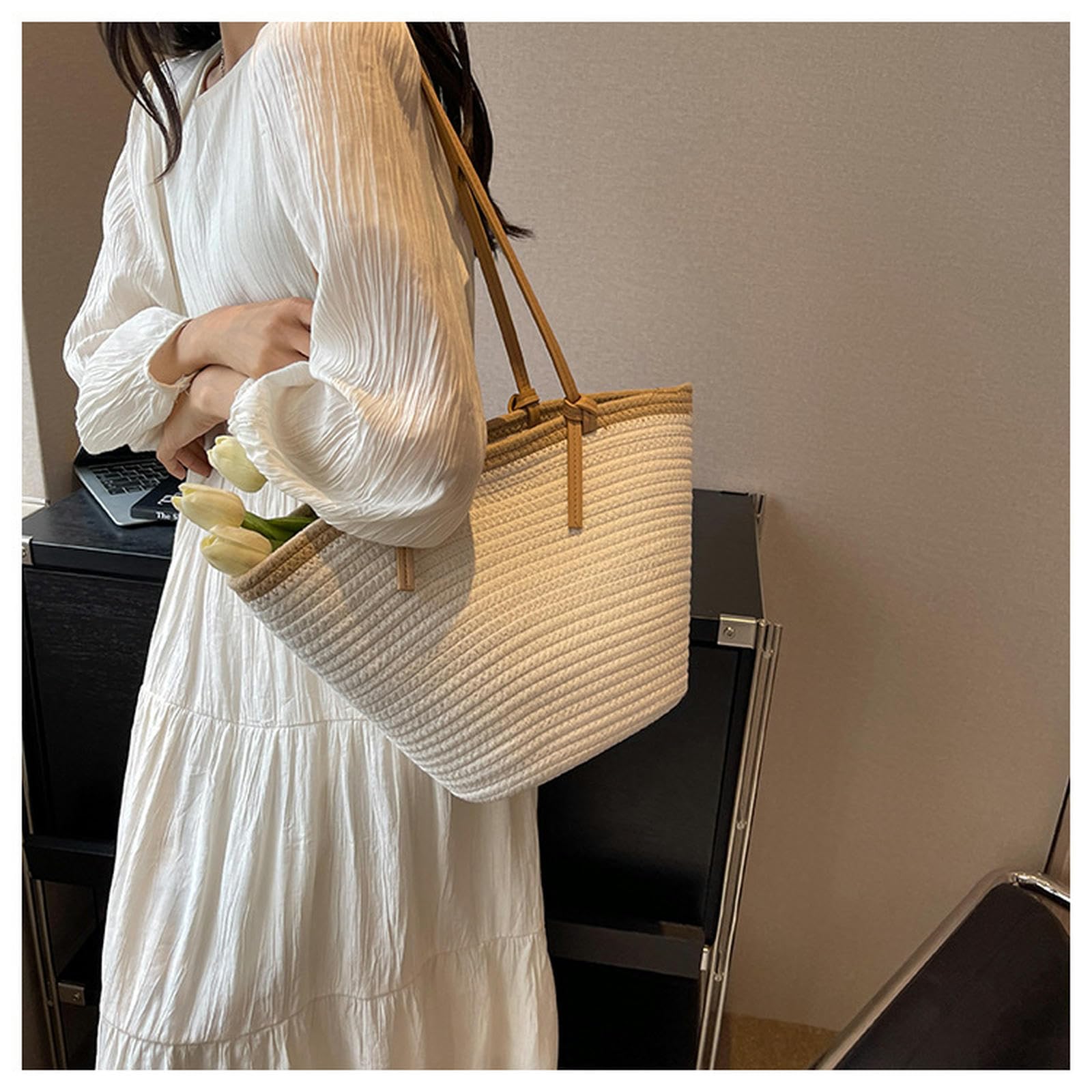strohtaschen Damen Reise Crossbody Tasche Gewebte Stroh Gewebte Frauen Tasche Modische Strandtasche Trend Nische Sommer Schultertasche