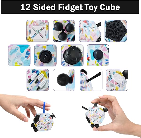 Fidget Cube à 12 Faces - Cube Anti Stress Fidget Toys Adultes Fidget Antistress Jouet pour Tous Les âges avec TDAH, TDA, TSA, ADHD by VCOSTORE - 4