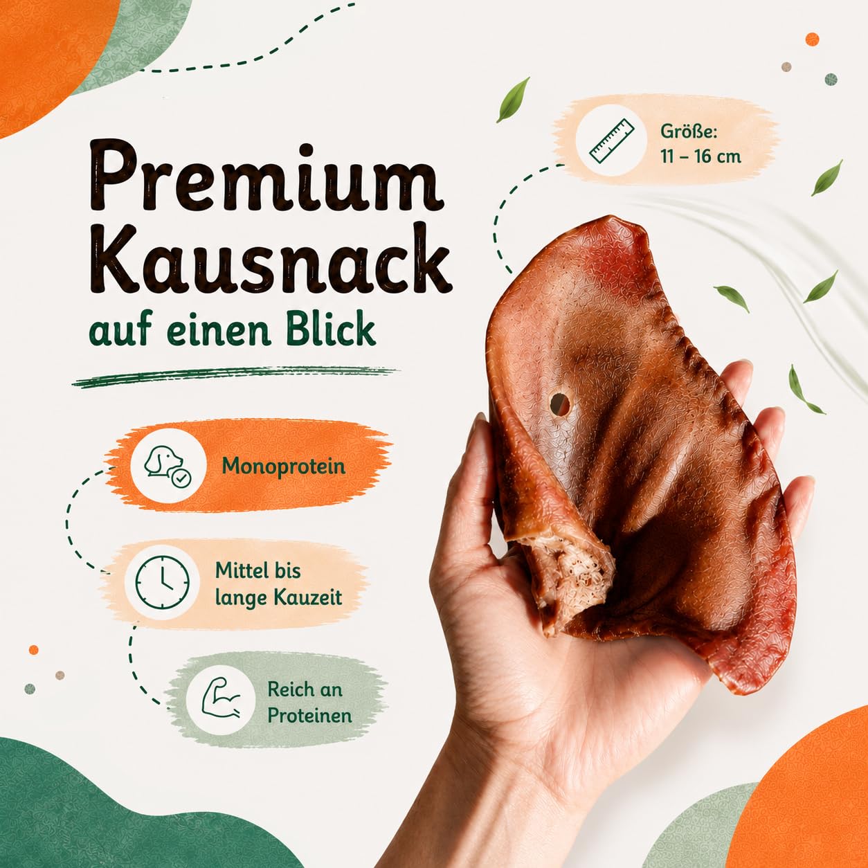 Orecchie di maiale per cani da 1 kg - XXL essiccati, 100% naturale, senza additivi, articolo da masticare per cani piccoli e grandi