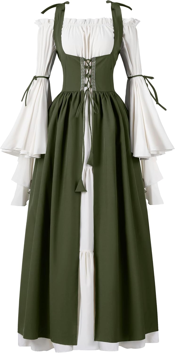 Spooktacular Creations Halloween Renaissance Costume Women, Renaissance Corset Dress, Plus Size Medieval Chemise for Cosplay