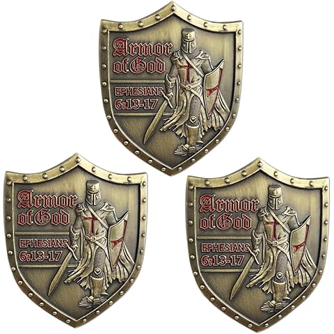 Put On The Whole Armor of God Challenge Coin Eph 6:13-17 3D Religious Collectible Coin (Pack of 3)