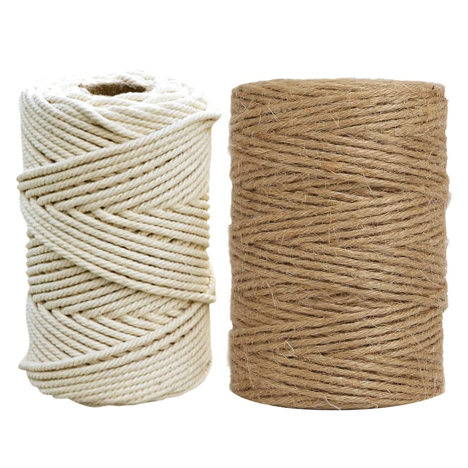 GIFTI SKY Macrame Cotton Cord and Jute Twine/Thread Combo Macrame 50 Meter Each for Macrame Wall Hanging, Plant Hanger Gift Wrapping, DIY Garden Gifts Art and Crafts Projects