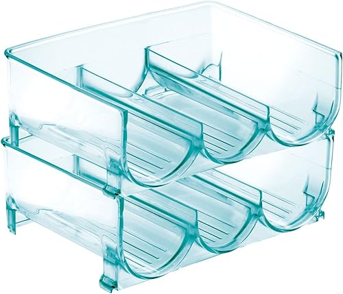 Miniatura 1 de mDesign Estante apilable de plástico para 3 botellas, organizador de almacenamiento de cocina para botellas de champán, vino o agua, organizador de