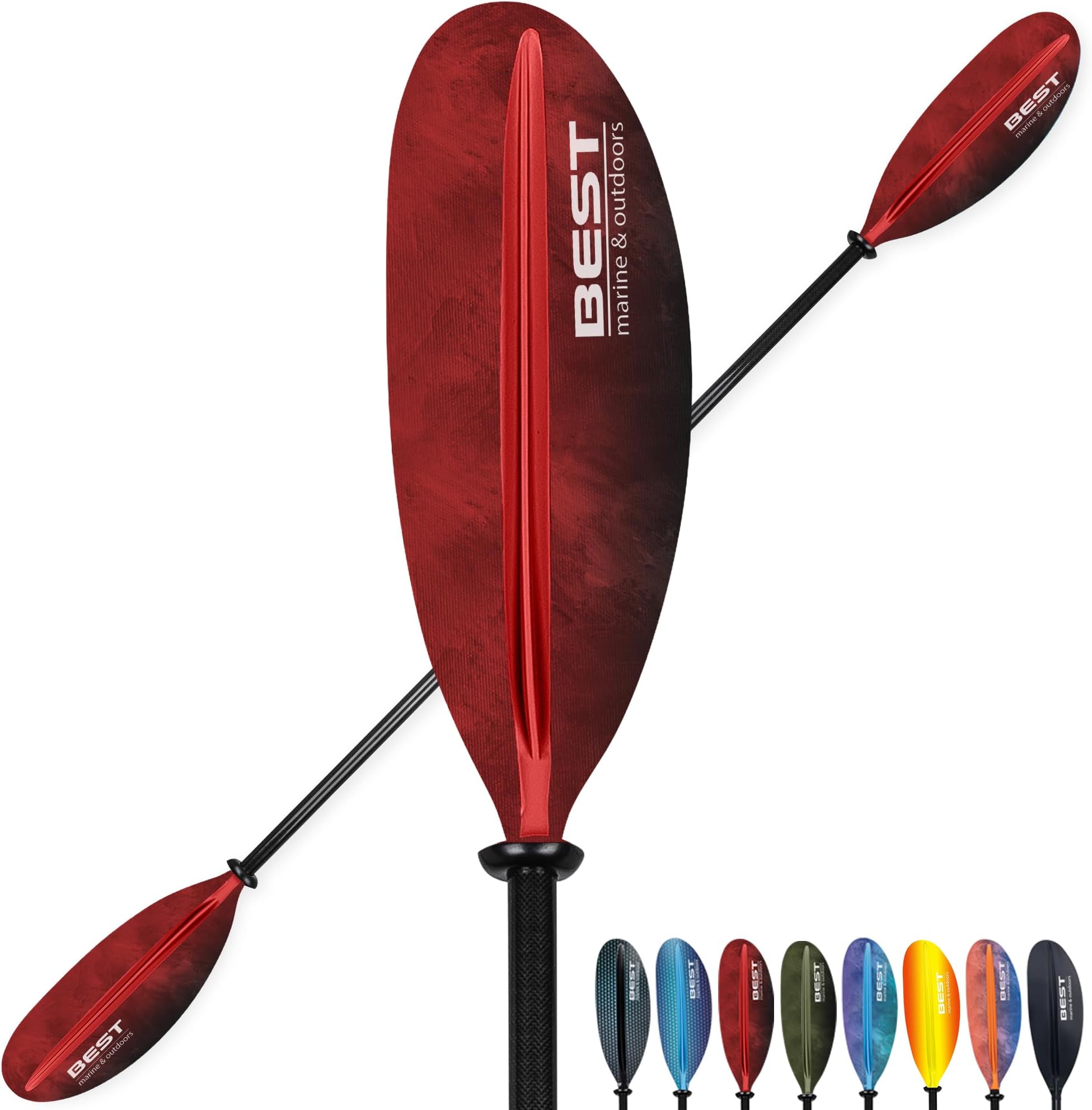 Best Marine and Outdoors Carbon Fiber Kayak Paddle for Adults – Lightweight 2-Piece Paddle with Fiberglass Reinforced Blades, Adjustable Feather Angles, Floating Design, 220cm 234cm 250cm