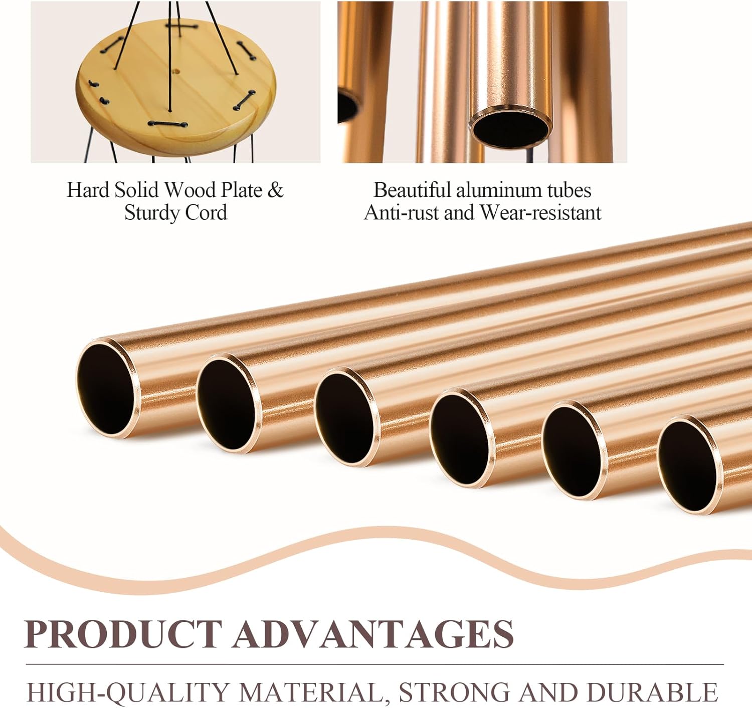Memorial Wind Chimes for Loss of Loved One, Sympathy Wind Chimes with Tree of Life, Remembrance in Memory of Mom Dad, Bereavement and Condolence Memorial Gifts(Rose Gold)