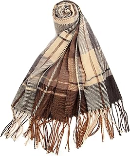 Oak & Tea Ladies Scarves Winter Warm Tartan Shawls Cashmere Feel Wraps, Scarf Gifts for Women