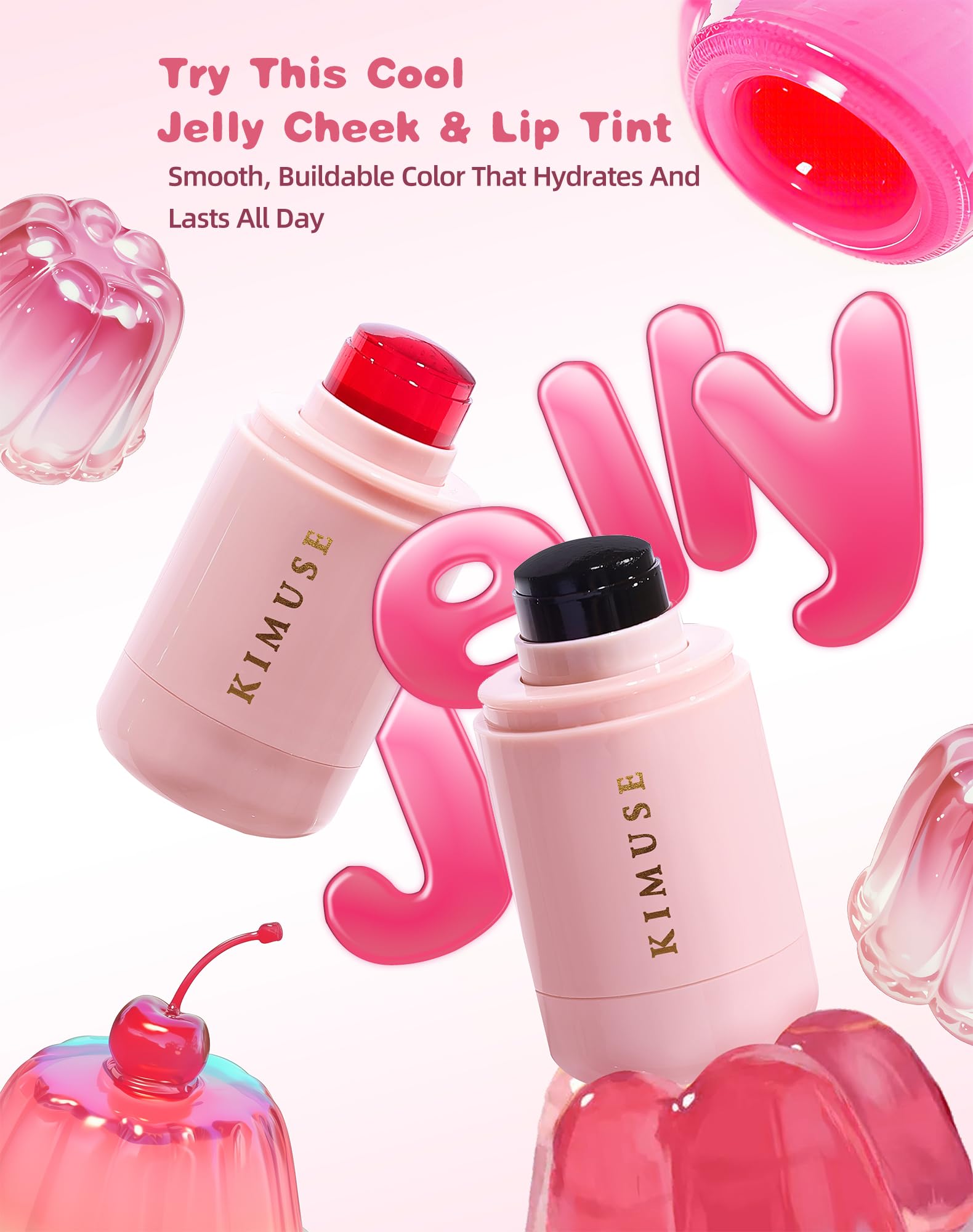 Tinte gelatina para mejillas y labios, rubor de acuarela, maquillaje multiusos, tinte para mejillas, labios y ojos, color ligero, transparente y construible, fórmula vegana, libre de crueldad 8