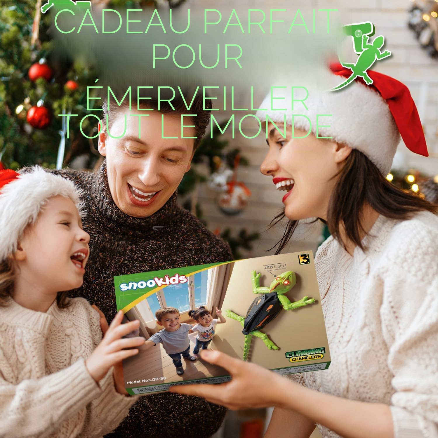 snookids Gecko Radiocommandé Grimpeur, Lezard Télécommandé Robot Jouet Qui Escalade Murs et Plafonds, Yeux LED Lumineux Mouvements Réalistes, Cadeau Enfant pour Garçons et Filles 3 4 5 6 7 8+