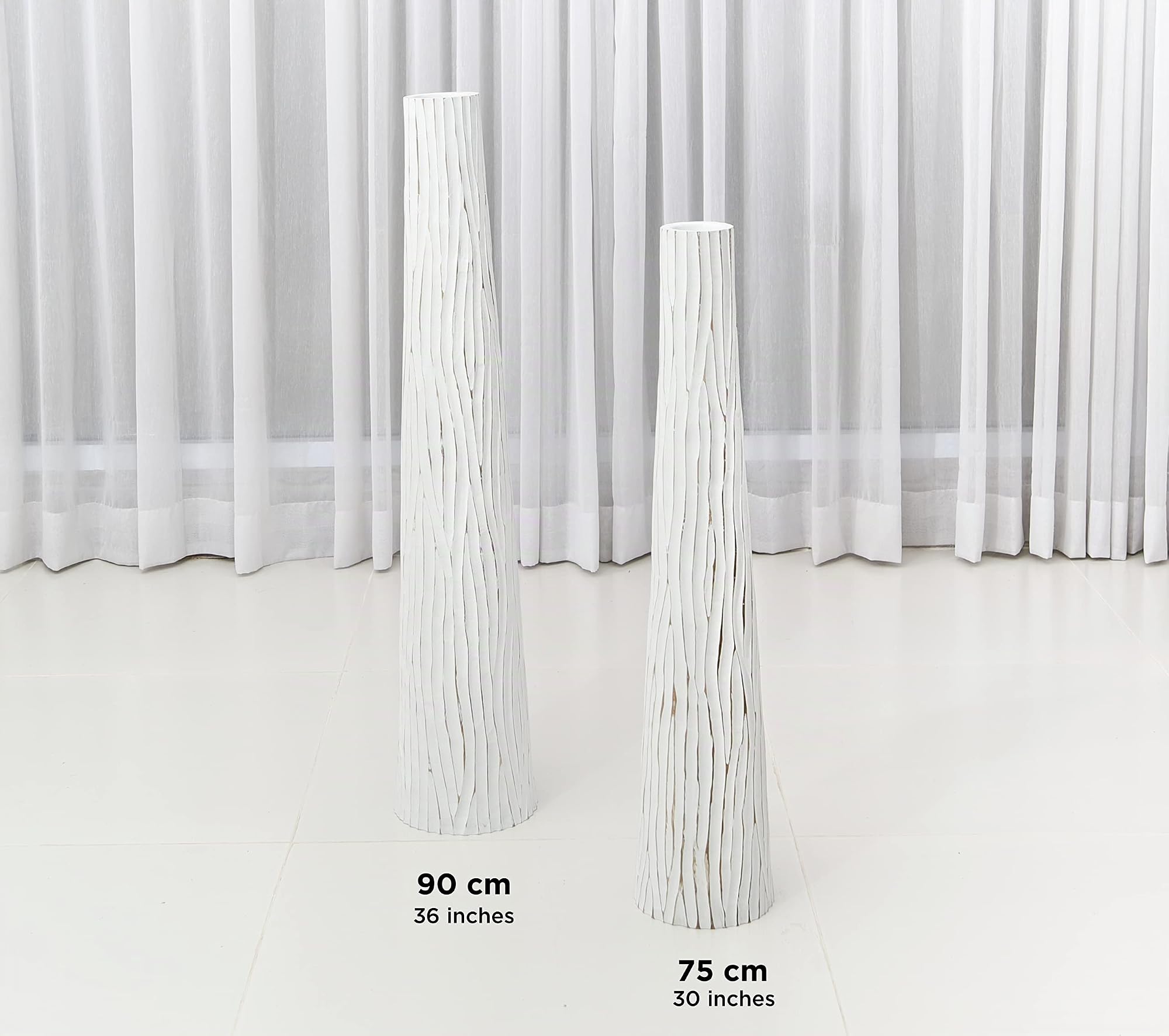 Leewadee Jarrón de Suelo Grande 65 cm Madera de Mango Pampa & Flores Secas | Jarrón Deco para Salón, para Ramas & Hierbas Secas. Más resistente que la Cerámica, sin Agua. Boho