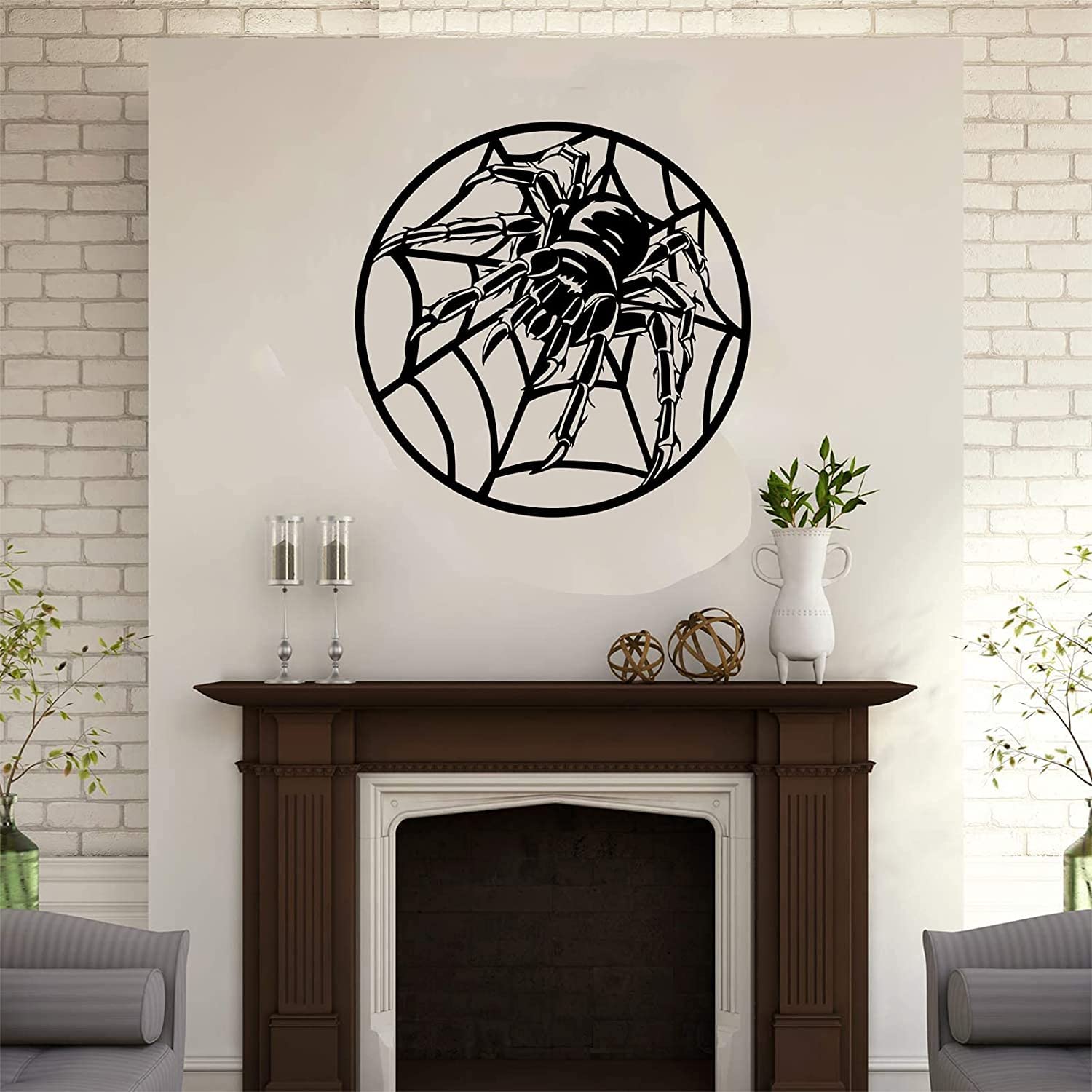 Wysokiej Jakości Sypialnia Animlas Metalowa ściana Sztuka Fajna Pająk Na Spiderweb 3D Rzeźba Ściana Halloween Metalowy Wall Decor Współczesne Halloween Home Office Dekoracje Sypialnia Salon Wystrój Rz