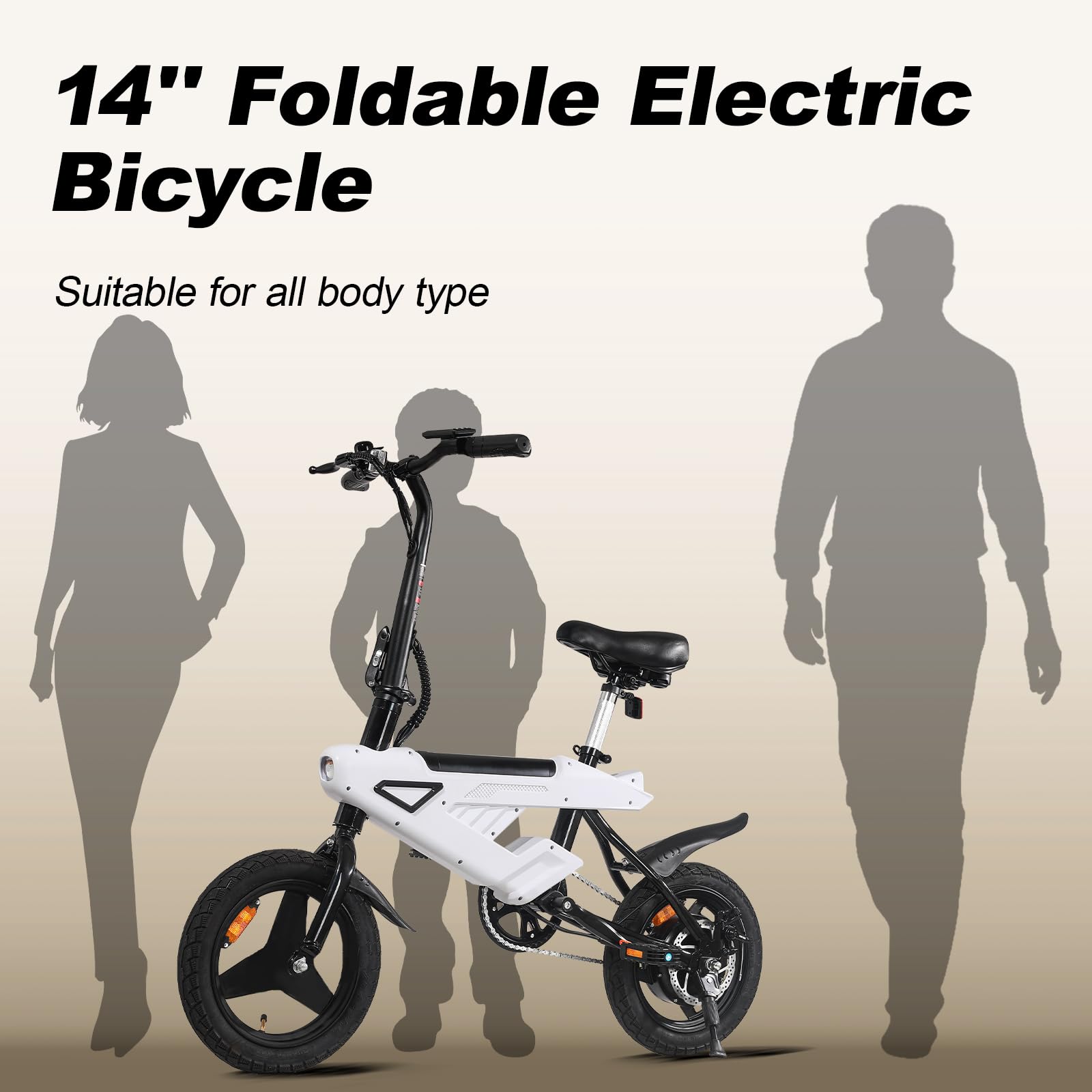 A01/A02 Vélo électrique pliable 14" Adultes/Garçons, 36V Batterie, Moteur 250W, 3 vitesses, pré-assemblé 90% pour ville (A02)