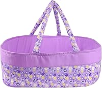 Vista 2 de BABESIDE Reborn Baby Dolls Moisés plegable para muñeca de bebé, cama de cuna suave para muñecas con asa para muñecas de 17 a 22 pulgadas (morado)