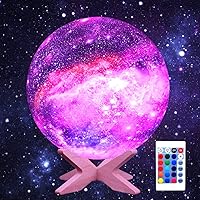 Vista 9 de Lámpara de luna de galaxia para niños, luz nocturna para dormitorio, batería recargable de 5.9 pulgadas, control táctil y control remoto, 16