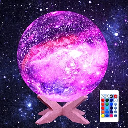 Miniatura 9 de Lámpara de luna de galaxia para niños, luz nocturna para dormitorio, batería recargable de 5.9 pulgadas, control táctil y control remoto, 16