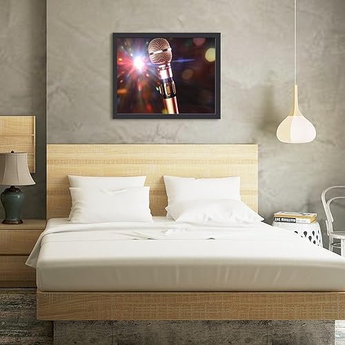 Miniatura 4 de RTFGHJS Impresiones artísticas de pared con micrófono de karaoke, marco de madera de 11.8 x 15.7 pulgadas, impresión de pintura para casa de campo,