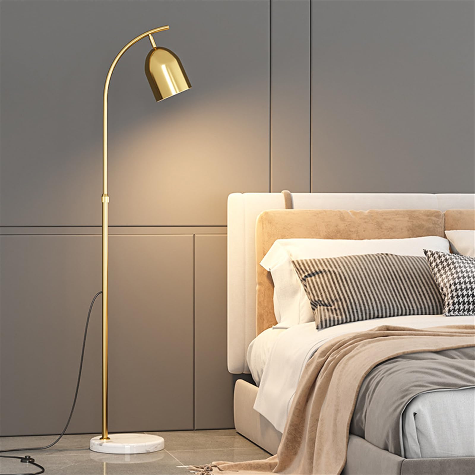 Standardowe lampy salon nowoczesna lampa podłogowa do salonu regulowana wysokość metalowa prosta konstrukcja marmurowa lampa podłogowa z przełącznikiem nożnym do sypialni