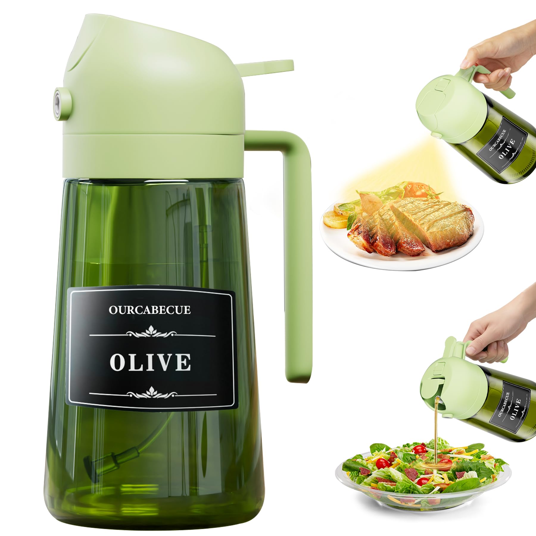Olive Oil Sprayer &amp; Dispenser Bottle for Cooking 16oz Dark Glass Oil Mister