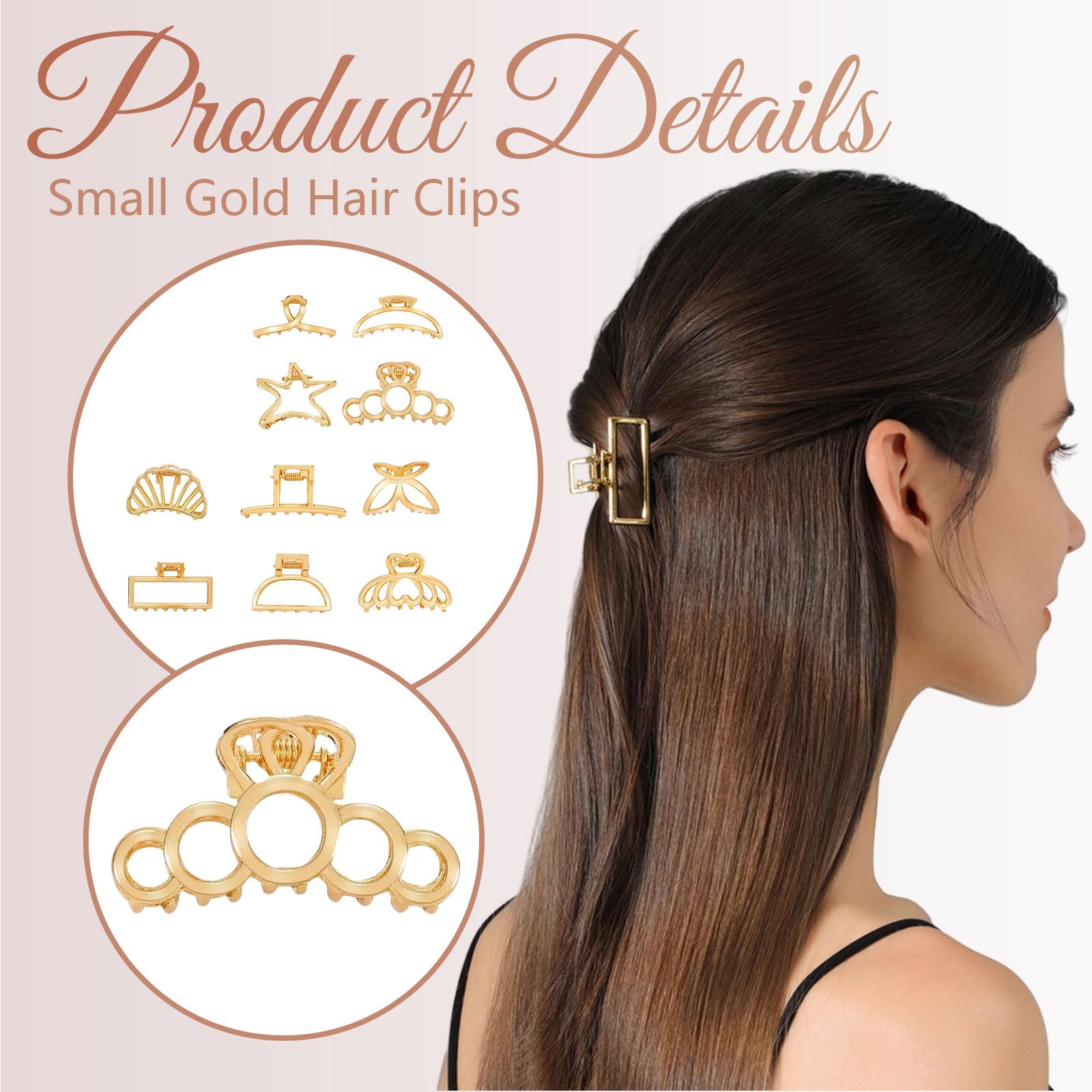 GlamRays Small Gold Hair Clip, Pack of 10 Metal Hair Clips, Small for Women Thick and Thin Hair - Image 3