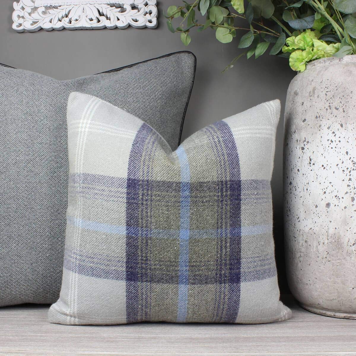 Harrison Cropper Balmoral Oxford Blue Checked Cushion (20" Cover Only)