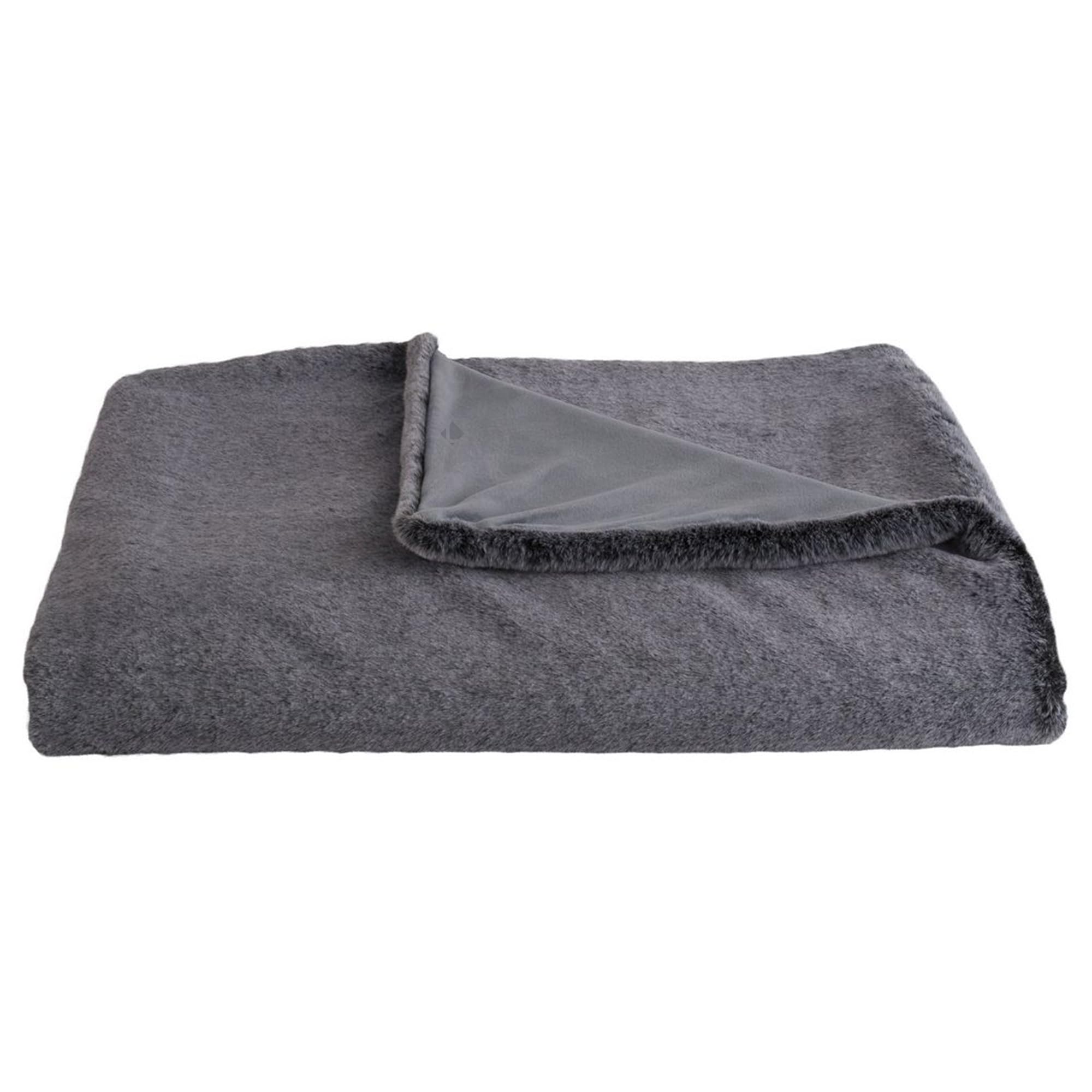 Linnea Decke, Fellimitat, 100 % Polyester, 130 x 170 cm, Lou Grau