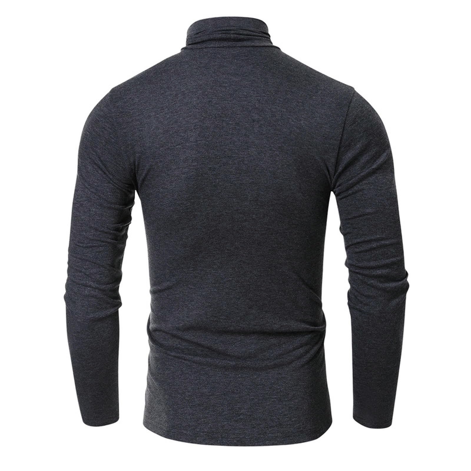 Męski T-shirt męski jesienno-zimowy golf koszula-koszula-koszula-długi rękaw T-koszula-t-shirt-topy dla mężczyzn-ciemnoszary-2XL