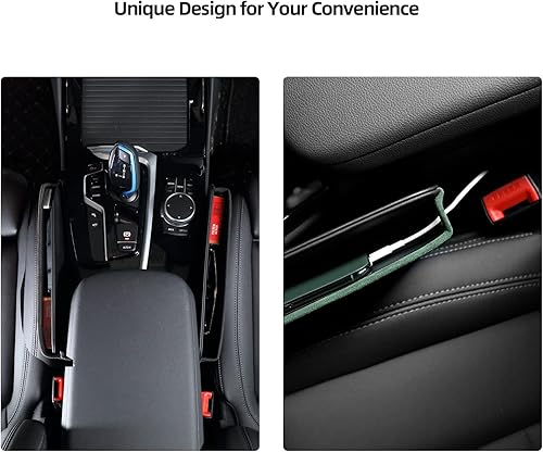 Miniatura 3 de Alfanxi Organizador de espacio para asiento de automóvil, caja de almacenamiento, ajuste universal, material Italia Alcántara, apto para la mayoría