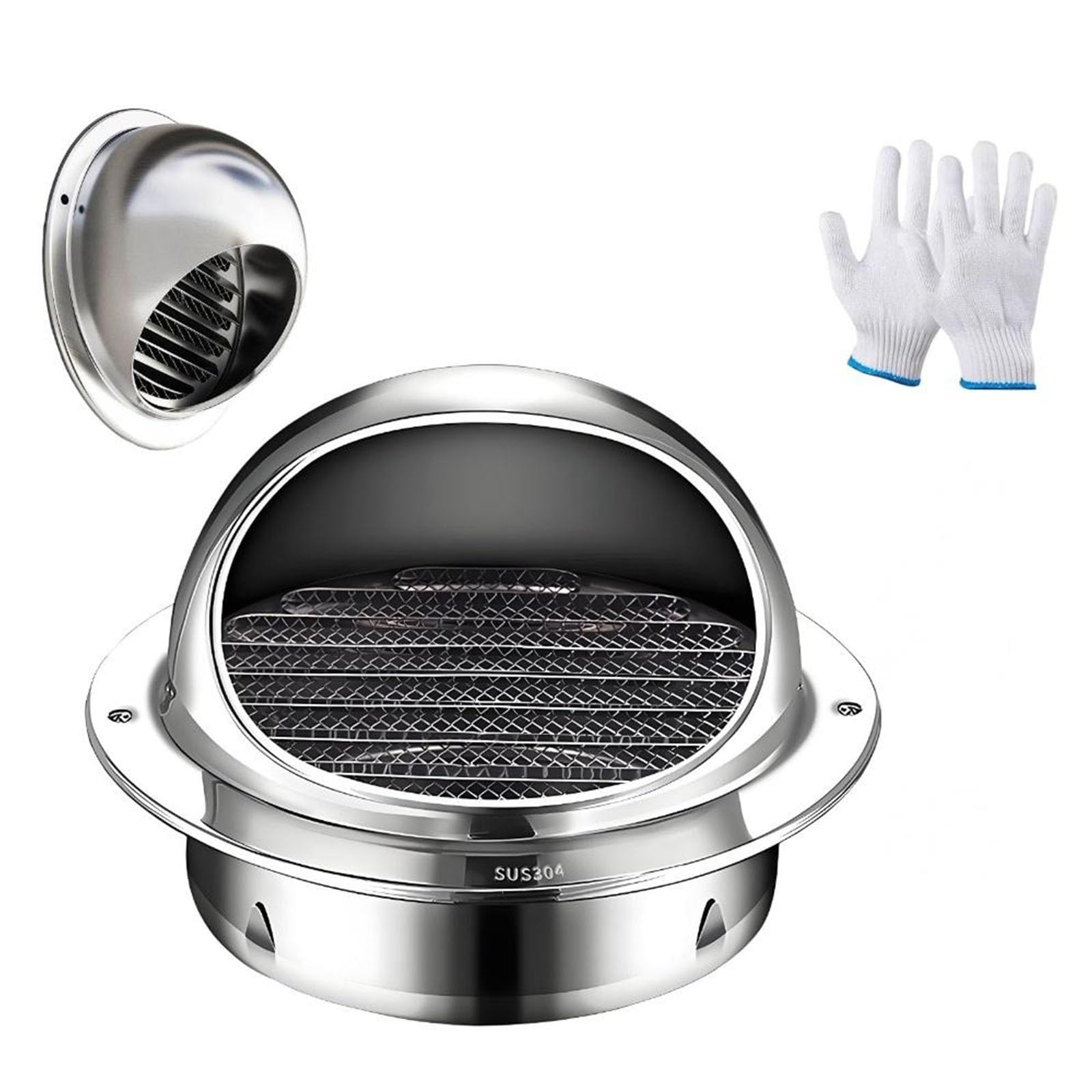 AMZBNEIDI Extractor Vent Cover Grille, Stainless Steel Exhaust Wall Vent Hood Loered Grille Mesh Screen 50-300mm Circular(7.9in/200mm)