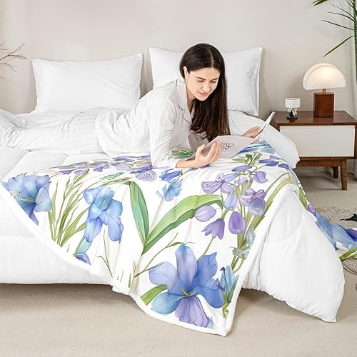 Miniatura 4 de Manfei Butterfly Flannel Fleece Throw Blanket 60"x80" Country Rustic Flowers Fuzzy Blanket for Sofa Couch Nature Plant All Season Bed Blankets Plush