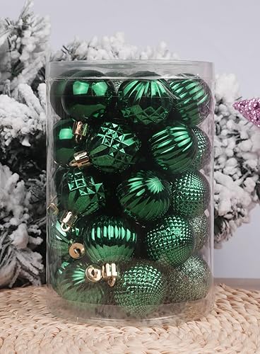 Miniatura 59 de YYCRAFT Adornos de bola de Navidad de 34 quilates de 1.2 pulgadas para árbol de Navidad, decoraciones de Navidad, ganchos inastillables incluidos