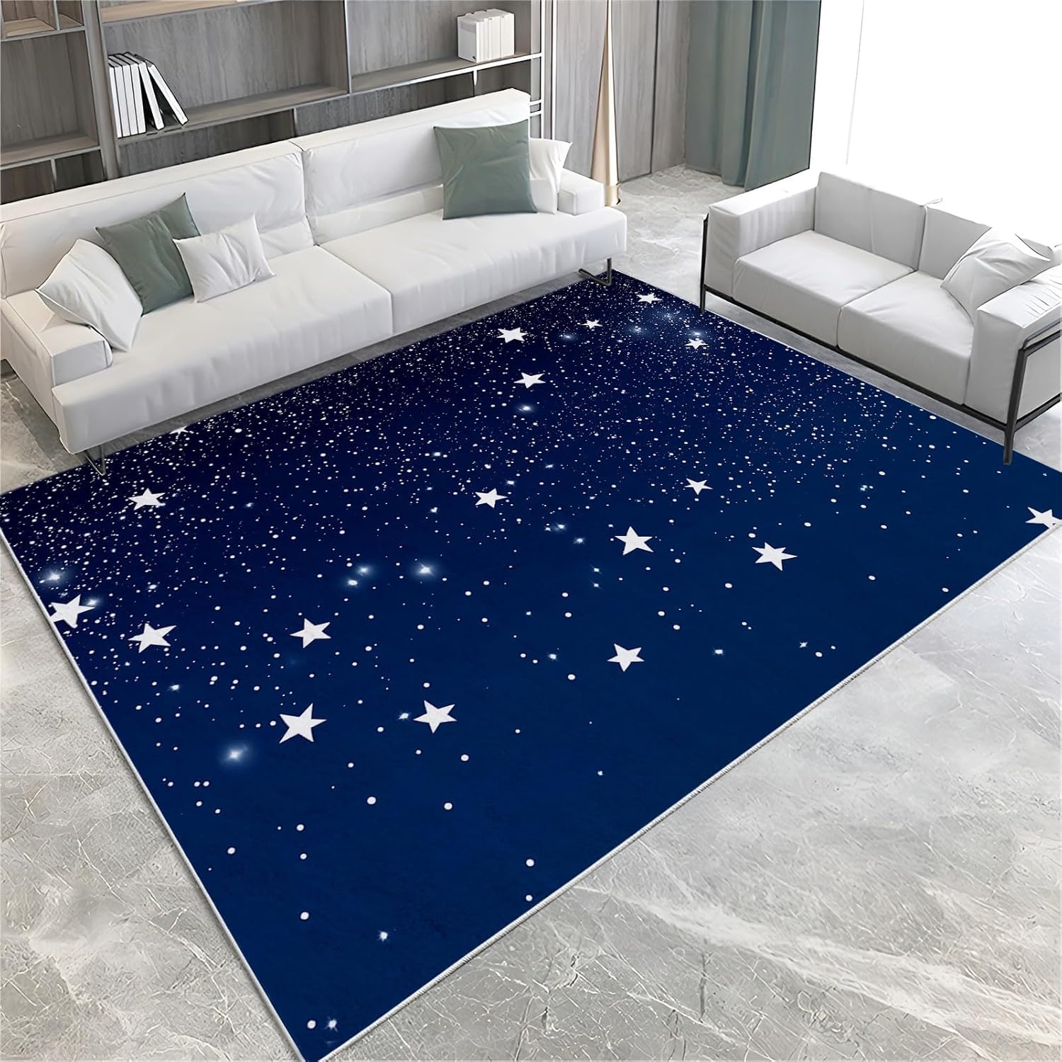éToiles Tapis 90x150 cm ScèNe Nocturne Moquette Antiderapant à Poils Courts Tapis 3D Lavable en Machine Convient aux Petits Salons Chambres Couloirs et Salles à Manger b-2543