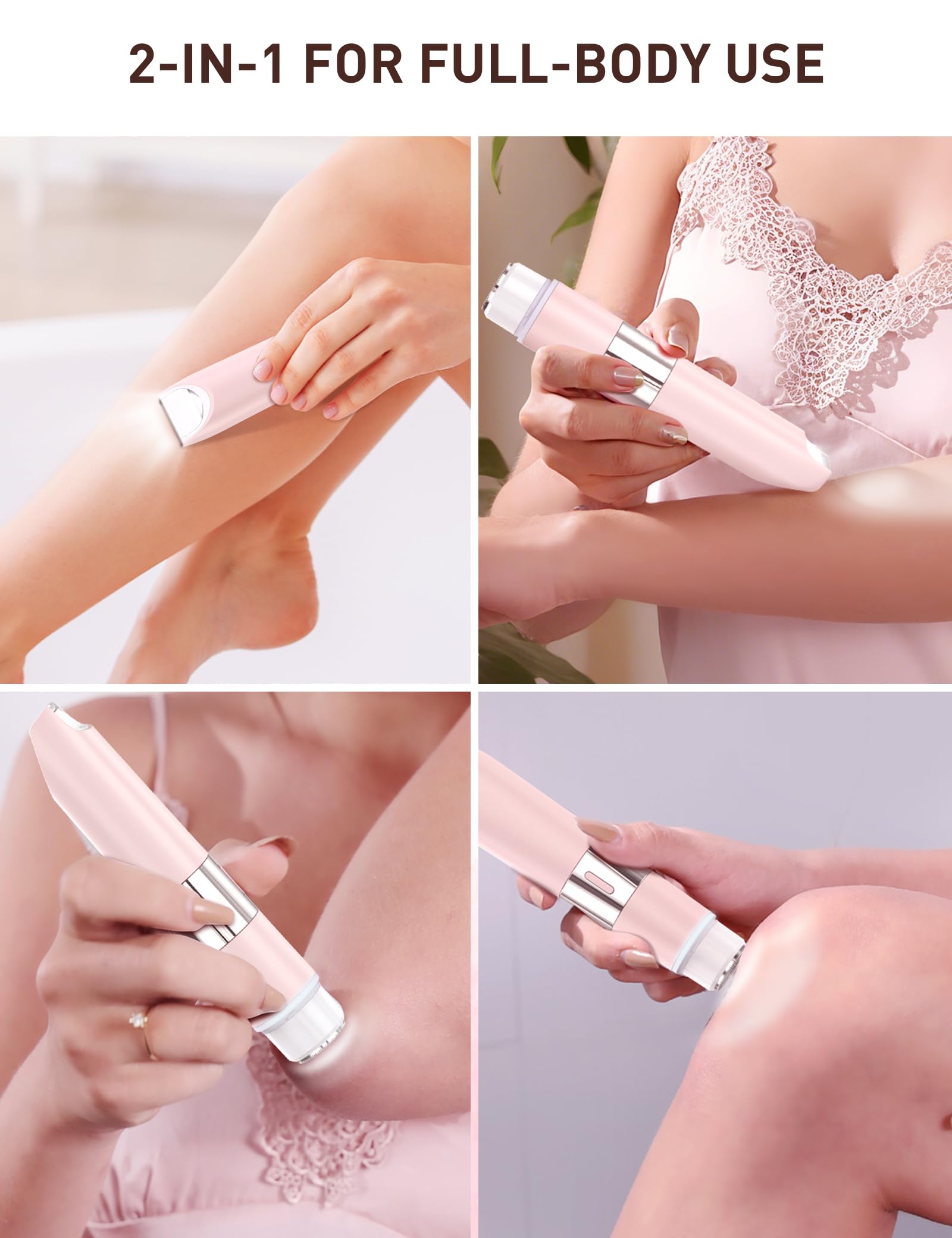 Bikini Trimmer Women 2-in-1 Facial Hair Remover for Women,USB-C Razors Woman,Dual Head Shaver Women with Smart Light for Intimate,Lady Shavers for Woman Pubic Hair for Lip Underarm Body,Travel Lock — view 8