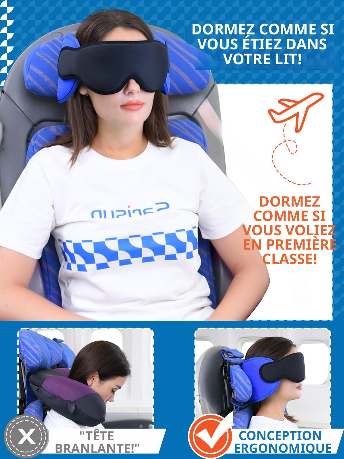 Bastwahl Sweat à Capuche Avec Masque Pour Les Yeux Intégré Mode Avion