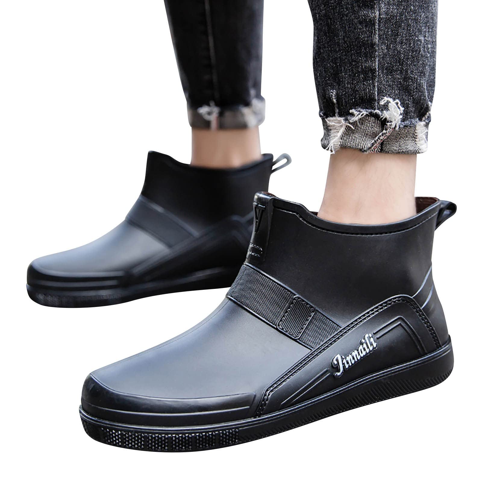Botas de goma para hombre, botas de lluvia, impermeables, botines de goma, antideslizantes, para jardín, botas de lluvia, botas de tobillo, botas para lluvia, nieve, exteriores
