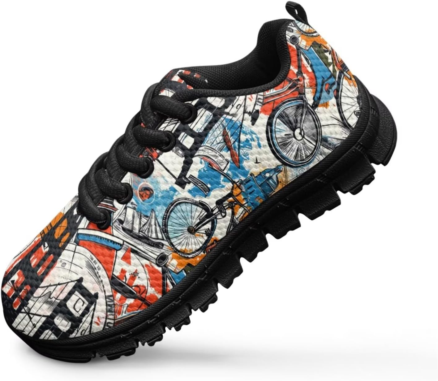 Funnydude Cool Print Boys Tennis Shoes Size 10.5-7 Kids Casual Walking Shoes Lace up Sneakers