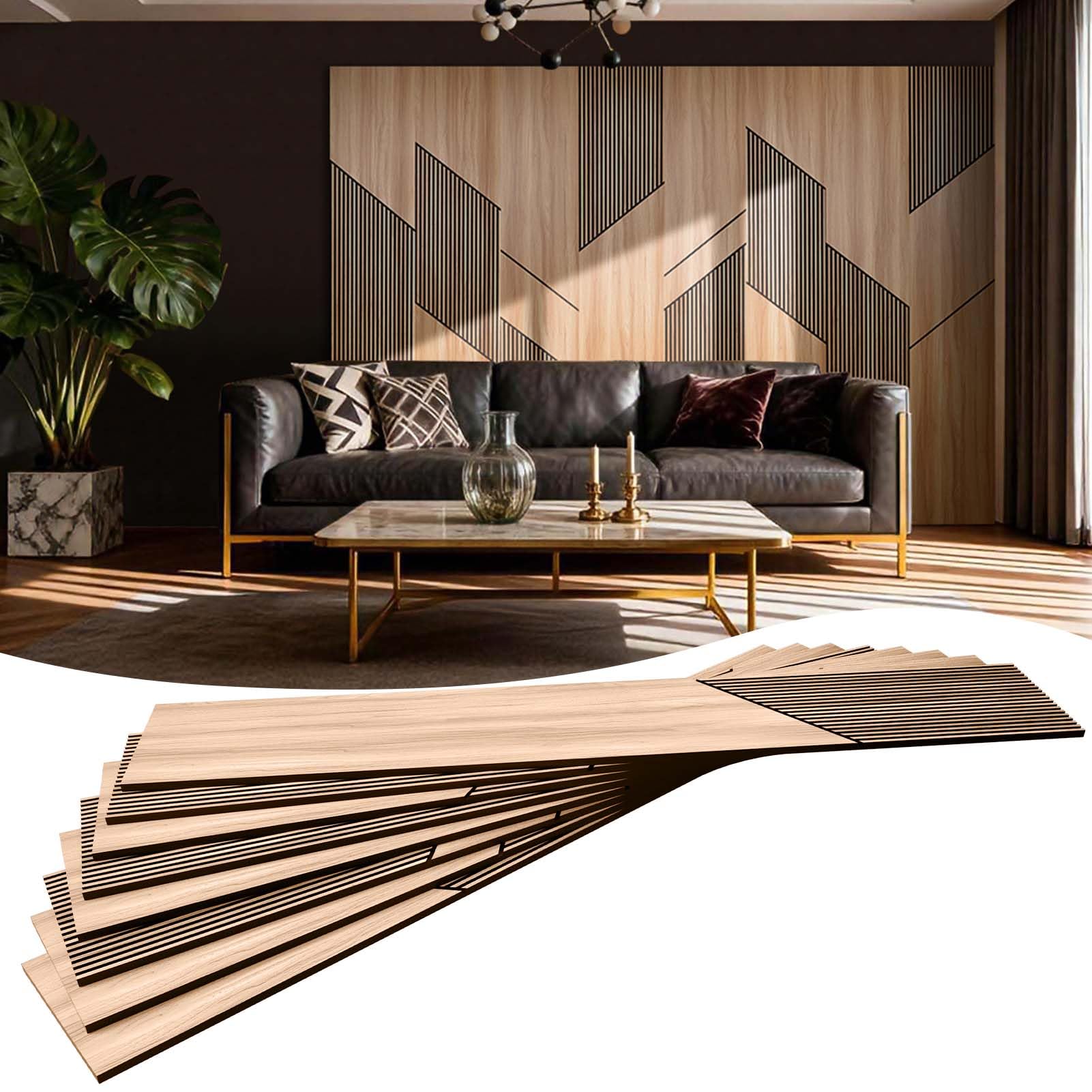 8-Pack Teak Wood Grain 3D Wall Panels with Adhesive, Peel and Stick PVC Wall Tiles for Accent Wall, Covers 92.6 Sq Ft for Luxury Living Room & Bedroom Decor