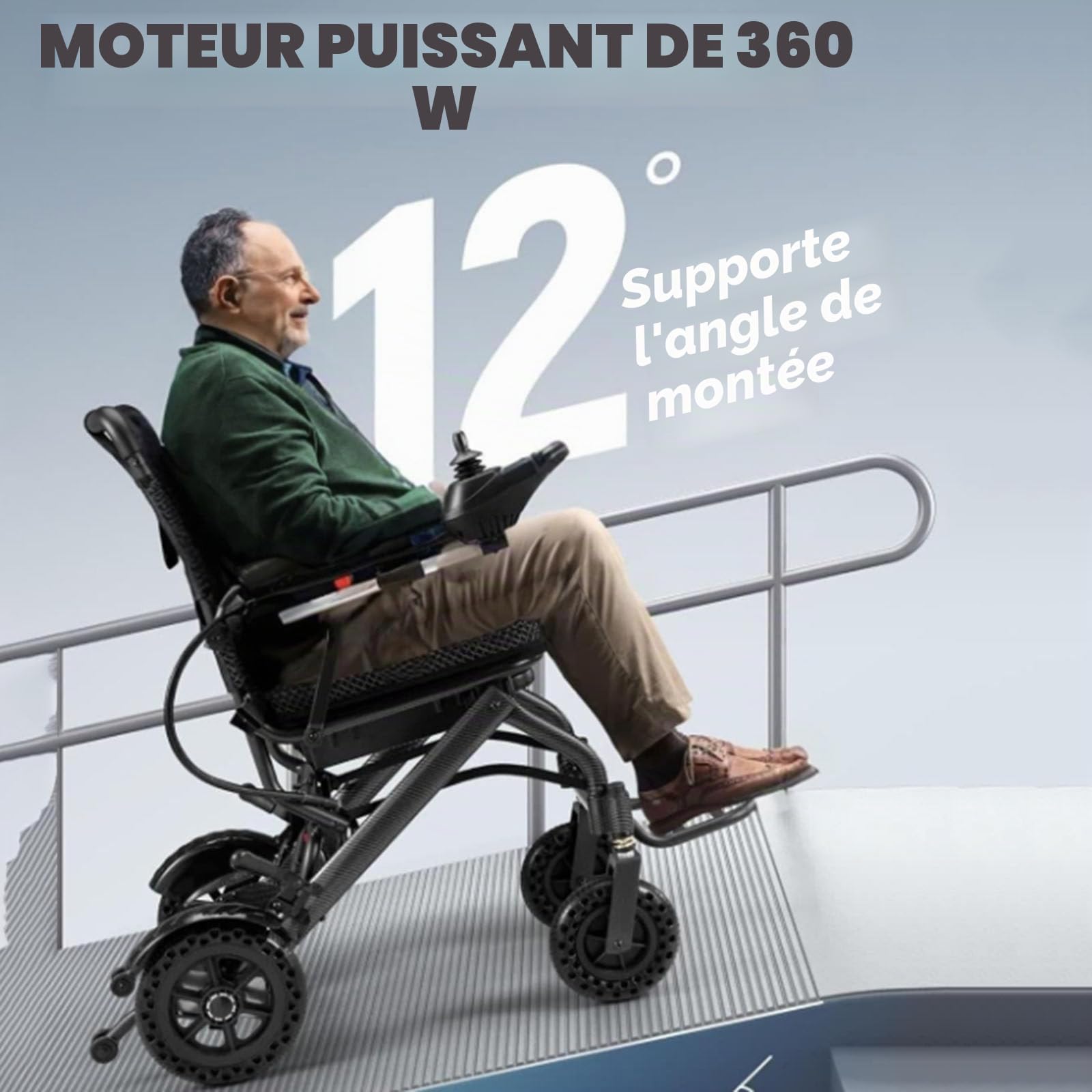 Fauteuil Roulant éLectrique Pliable Homologué Par Les Compagnies AéRiennes, LéGer De 16,3 Kg Avec Deux Moteurs Sans Balais, Tout-Terrain, Capacité De 100 Kg,20AH